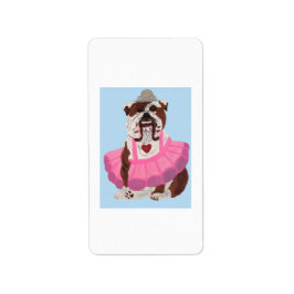 Bulldog Ballerina Adressaufkleber