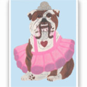 Bulldog Ballerina Aufkleber (Vorderseite)