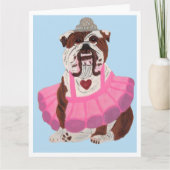 Bulldog Ballerina Dankeskarte (Vorderseite)