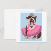 Bulldog Ballerina Einladung (Vorne/Hinten)