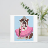 Bulldog Ballerina Einladung (Stehend Vorderseite)