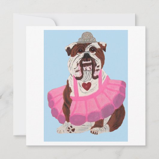 Bulldog Ballerina Einladung (Vorderseite)