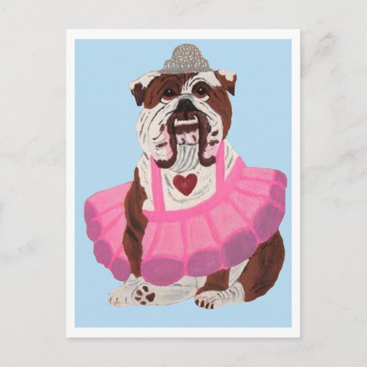 Bulldog Ballerina Feiertagspostkarte (Vorderseite)