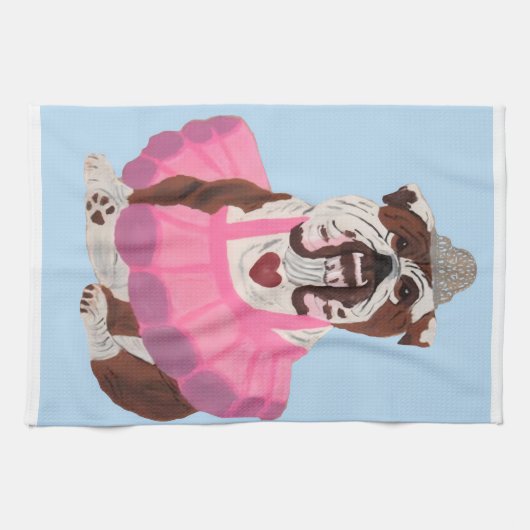 Bulldog Ballerina Geschirrtuch (Horizontal)
