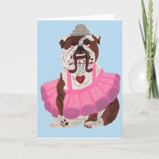 Bulldog Ballerina Karte (Vorderseite)