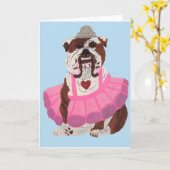 Bulldog Ballerina Karte (Gelbe Blume)