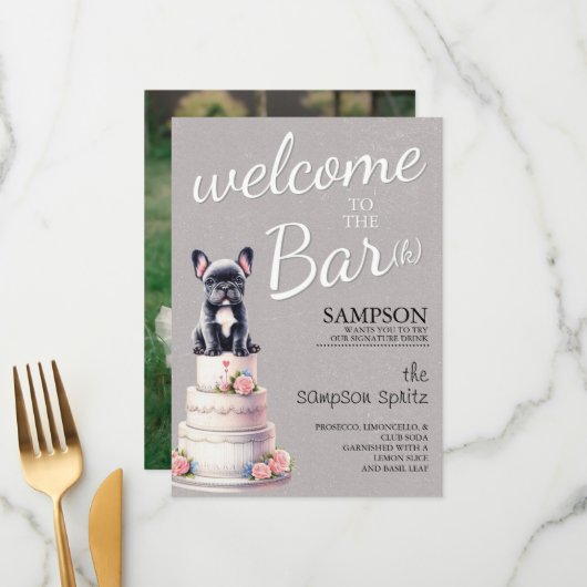 Bulldog-Bar Menükarte (Vorderseite/Rückseite Beispiel)