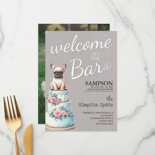 Bulldog-Bar Menükarte (Vorderseite/Rückseite Beispiel)