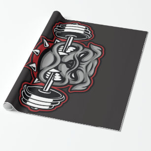 Bulldog Barbell Weichtraining Bulldog Lover Gesche Geschenkpapier