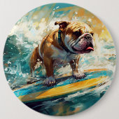 Bulldog Beach Surfen Malerei Button (Vorderseite)