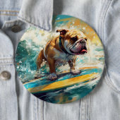 Bulldog Beach Surfen Malerei Button (Beispiel)