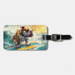 Bulldog Beach Surfen Malerei Gepäckanhänger
