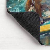 Bulldog Beach Surfen Malerei Mousepad (Ecke)