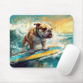 Bulldog Beach Surfen Malerei Mousepad (Mit Mouse)