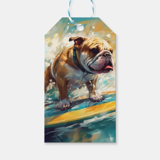 Bulldog Beach Surfgrafik Geschenkanhänger (Vorderseite)