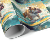 Bulldog Beach Surfgrafik Geschenkpapier (Rolleneckpunkt)