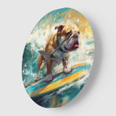 Bulldog Beach Surfgrafik Große Wanduhr (Winkel)