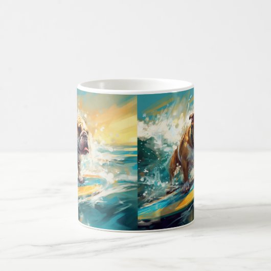 Bulldog Beach Surfgrafik Kaffeetasse (Mittel)