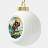 Bulldog Beach Surfgrafik Keramik Kugel-Ornament (Rechts)
