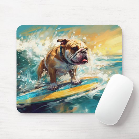 Bulldog Beach Surfgrafik Mousepad (Mit Mouse)