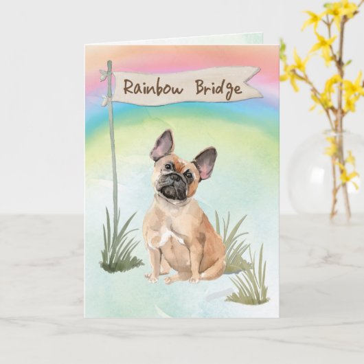 Bulldog-Beileid über Rainbow-Bridge Karte (Gelbe Blume)