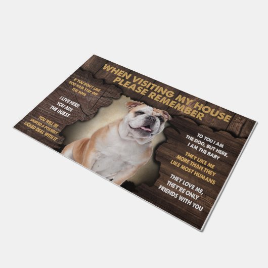 Bulldog beim Besuch meines Hauses bitte daran denk Fußmatte (Schrägansicht)