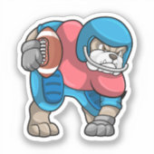 Bulldog beim Sport mit Fußball und Helm Aufkleber (Vorderseite)