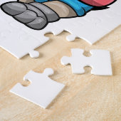 Bulldog beim Sport mit Fußball und Helm Puzzle (Seite)