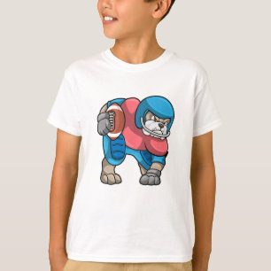 Bulldog beim Sport mit Fußball und Helm T-Shirt