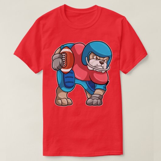 Bulldog beim Sport mit Helmet T-Shirt (Design vorne)