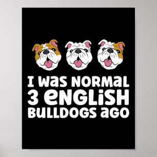 Bulldog Besitzer ich war normal 3 englische Bulldo Poster
