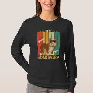Bulldog Bester Hund Vater je Retro Vintager Vater T-Shirt