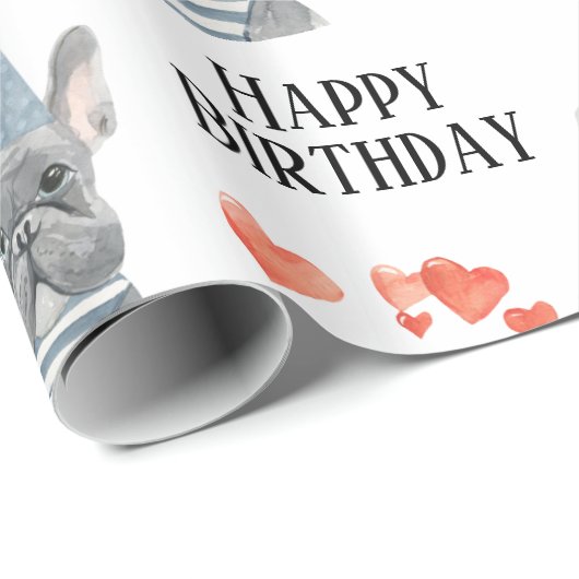 Bulldog Birthday Geschenkpapier (Rolleneckpunkt)