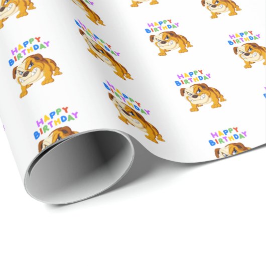 Bulldog Birthday Geschenkpapier (Rolleneckpunkt)