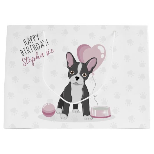 Bulldog Birthday Große Geschenktüte (Vorderseite)