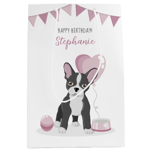 Bulldog Birthday Mittlere Geschenktüte (Vorderseite)