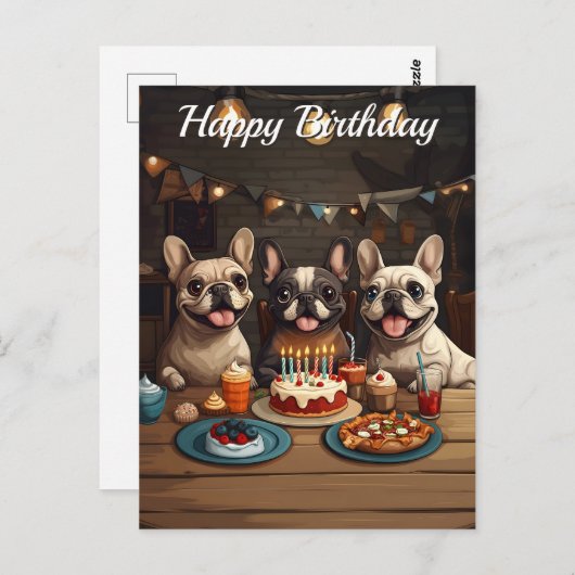 Bulldog Birthday Postkarte (Vorne/Hinten)