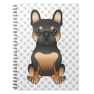Bulldog, Black and Tan French / Frenchie Dog & Paw Notizblock