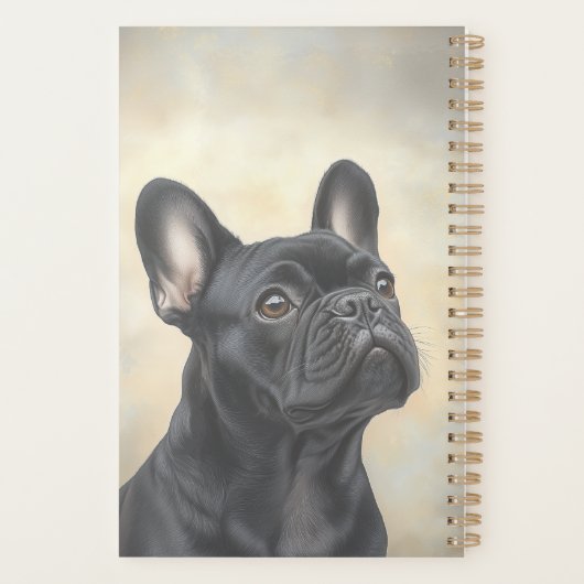 Bulldog Black Frenchie Portrait Personal Planer (Rückseite)