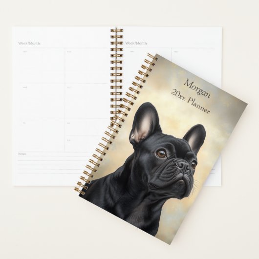Bulldog Black Frenchie Portrait Personal Planer (Anzeige)