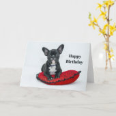 Bulldog Black Pillow Foto Geburtstag Karte (Gelbe Blume)