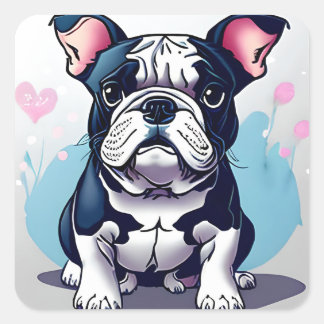 Bulldog Bliss Quadratischer Aufkleber