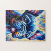 Bulldog Blue Acrylic Print | Farblich Puzzle (Horizontal)