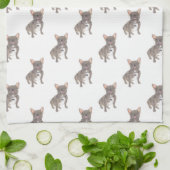 Bulldog (Blue Gray Silver Chocolate Lilac) Geschirrtuch (Gefaltet)