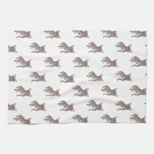 Bulldog (Blue Gray Silver Chocolate Lilac) Geschirrtuch (Horizontal)