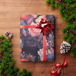 Bulldog-Blumenpapier Geschenkpapier