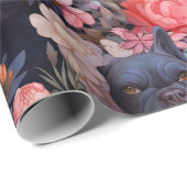 Bulldog-Blumenpapier Geschenkpapier (Rolleneckpunkt)