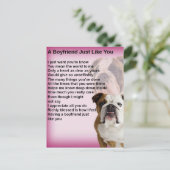 Bulldog Boyfriend Poem Postkarte (Stehend Vorderseite)