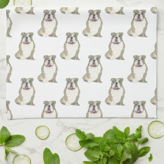 Bulldog (Brindle) Geschirrtuch (Gefaltet)