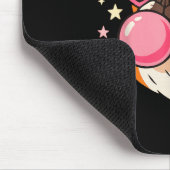 Bulldog-Brustkrebs-Bewusstsein bläst rosa Bubbl Mousepad (Ecke)